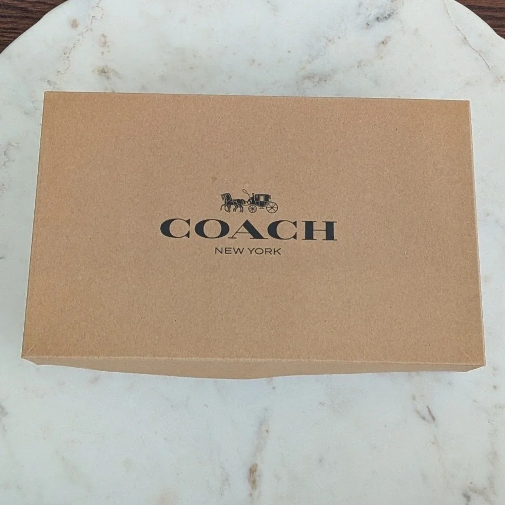 NEW Coach Signature Mini Umbrella Khaki Saddle Brown Monogram Compact F63365 NIB